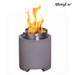 Efterglöd terrafab rund mini camping bordsskiva eld skål inomhus utdörr bärbar eldstad brinnande etanolgel bränsle, grå