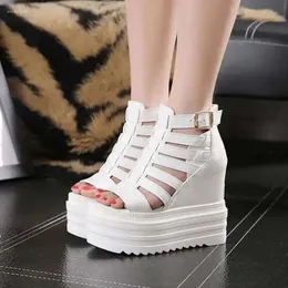 European High-heeled Sandals s Wedges with Muffin Thick-bottom Fish Mouth Shoes Internal Increase Women's Cool Boots Sandal Wedge Fih Shoe Increae Women' Boot d 1652