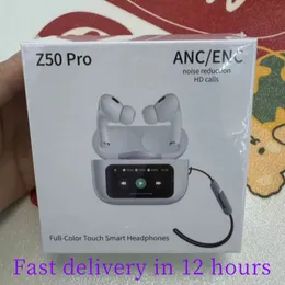 ANC Z50 Pro Bluetooth Kablosuz Kulaklıklar İçin Tam Renkli Dokunmatik Akıllı Kulaklık Aktif Gürültü Önleme Kulakbud Bluetooth kulak içi kulaklıklar kablosuz şarj kutusu