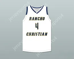 Custom Nay Youth/Kinder Evan Mobley 4 Rancho Christian School Eagles White Basketball Trikot 2 genäht S-6xl