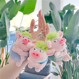 Pig Plush Toy Pendant Key Ring Steel Round Key Chain Split Cute Keychain Love Lady Backpack Bag Gift