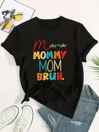 Мама мама красочная печатная футболка Fun милый слоган -стрит Американская ретро -женская мода повседневная летняя топ 2024 Kawaii 240510