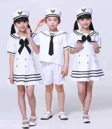 Baby Boys Halloween Navy Cosplay Kostüme Armeeanzug Kinder Mädchen Kleid Sailor Uniform Bühnenbühne Tanzkleidung 240516