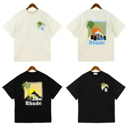 Herren-T-Shirts Mode Kurzarm Rhude Letter Print Sommer Trend Brandneue Kurzarm-Mondlicht Lose atmungsaktives T-Shirt Top