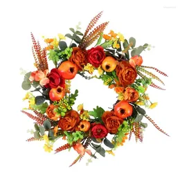 Dekorative Blumen Peony Granatapfel künstlicher Kranz Halloween Thanksgiving Garten Türdekoration Anhänger Herbsternte Innenhof Garland