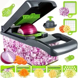 14pcsset vegetale a choppermultifunzionale frutta slicermanual alimenti gratercutter con contenitore di chopperkitchen roba 240429