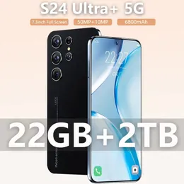 NOVO S24 Ultra+ Smart Phone 5G original Android de 7,3 polegadas HD Tela cheia de 22 GB+ 2TB de telefones celulares Global Versão 4G 5G S26 Ultra Android Phone Phones Desbloqueio