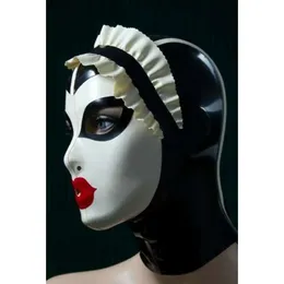 Unisex latex gummimask gummi unik huva schwarz maske maskerad cosplaycosplay, maskerad