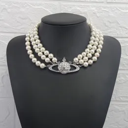 Designer mehrschichtiger Perle Strass Orbit Retro Halskette Klavierkette Exquisite Perlenketten Frauen Hochzeitsfeier Halsketten Hochtütiges Schmuck Geschenk