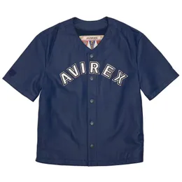 Рубашка Avirex Lapel Casual Sport Leather Rush Американская винтажная кожаная рубашка с половиной рукава