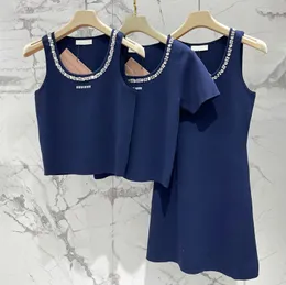 Kobiety z czołgów Koszulki haftowane litery Singlets Sukienki z dzianiny luksusowe designerskie topy zbiornikowe