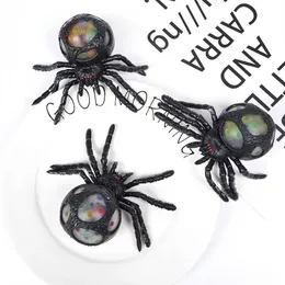 DECOMPRESSIONA POETTO 1pc Horror Black Spider Squeeze Toy Colorful Spider Spider Stress Relief Ball Decompression Toy Children and Aduls Halloween Gift B240515