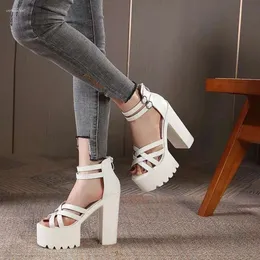 Platforma z zamkiem Sandals S Sandals Summer Trendy Buty sukienna masywna wysokość pięty Zwiększona regulowana pasek sandałowy Drey Drey Zwiększony 380 D E38C