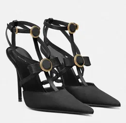 Top Summer 2024SS Gianni Ribbon Cage Sandals Scarpe in raso da donna in raso Pompe di punta a punta di piedi alti gladiatore sandalias Lady slingback eu35-42