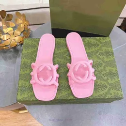 Дизайнерские сандалии женщины, взаимодействующие с Glides Rubber Slippers Ladies Flat Beach Jelly Script Orange Summer Fall Mules.
