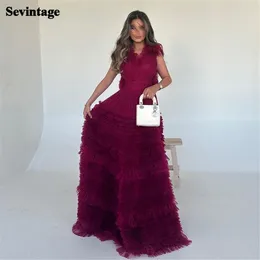 Partykleider Sevintage Elegant Fushia Prom Kleid Tüll A-Line V-Ausschnitt Cap Sleeves Stufe formelles Abendbodenkleid 2024