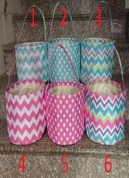 2018 Yeni Varış Paskalya Dekorasyonu Su Geçirmez Oxford Easter Bunny Sepet Çocuk Hediye Çantaları Kova Chevron Paskalya Tote Çantaları SN25694796760