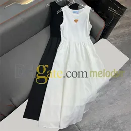 패션 패치 워크 조끼 드레스 디자이너 배지 여성을위한 슬림 치마 여름 민소매 드레스 파티 드레스