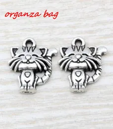 MIC 100pcs Ancient silver zinc alloy Singlesided cute cat Charm Pendants 18x 19mm DIY Jewelry A1102089781