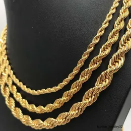 Męskie łańcuchy rapera Rope Miami łańcuch 4 6 8 mm złoty kolor sier kolorowe liny ze stali nierdzewnej link naszyjnik