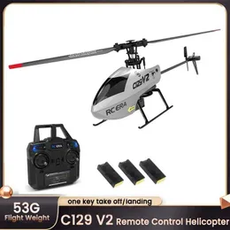 Drone C129 V2 RC Helikopter 4 Kanallı Uzaktan Kumanda Şarj Drone Model Dron Dron Dış Uçak Yüksek İrtifa Bakımı Tek Bıçak Drone Oyuncak B240516