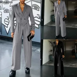 Men's Tracksuits 2024Men's Vintage Lapel Suit Jackets And Trousers Sets Two Piece Luxury Club Party Wear Outfits Fashion 2 Pants