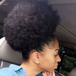 Afro Kinky Curly Draw String Pferdeschwanz menschliches Haarclip in Erweiterungen Brasilianisches Remy Haar 10 Zoll Naturfarbe Haarbrötchen 240516