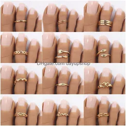 Diğer evcil hayvan malzemeleri Moda ayak parmağı yüzüğü kadın için kız 18k altın kaplama takılar küçük boyutta ayarlanabilir açık kuyruk istifleme yüzükleri yaz plajı otxl7