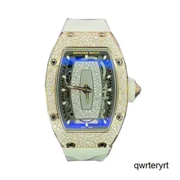 RM Tourbillon Wrist Watch Series RM07-01 Rose Gold Rose Full Diamond White Fritillaria Lip Automatic Mechanical RM0701 Womens Women Watch Set