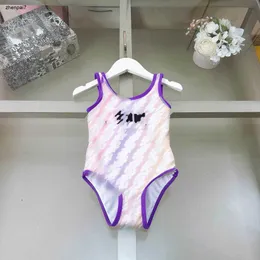 Top Kids One-Pieces Swimsuit Logo colorido Impressão de garotas Tamanho de banho de banho 80-150 cm Criança de biquínis de praia Designer infantil de roupas de banho 24 a maio