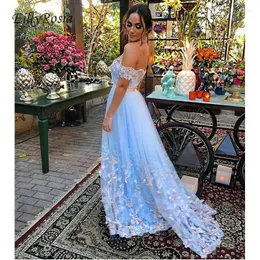 Sukienki imprezowe jasnoniebieskie sukienka balowa długa elegancka gala tiulowa jurken motyl linijka z sukien na ramię dla kobiet, szczególnie novedades