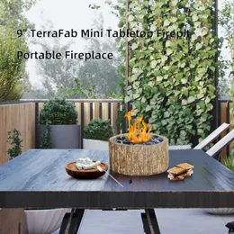 Afterglow Mini Tabletop Fire Bowl Indooroutdoor Tragbarer Feuerwerk Brennen Ethanol oder Gel Kraftstoff für Balkon oder Wohnzimmer, braun, braun