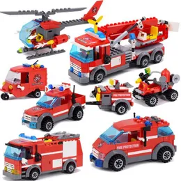 Blöcke New City Fire Lastwagen Polizeiauto Baustein Spielzeugversammlung Diy Childrens Spielzeug Weihnachtsgeschenk WX