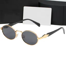 Solglasögon Fashion Glasses Oval Frame Designer för solglasögon Womens Anti-strålning UV400 Polariserade linser Mens Retro-glasögon med original med låda