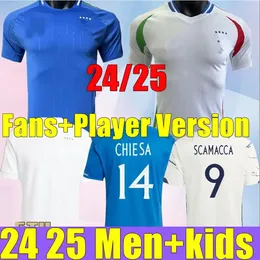 2024 Italys 125 års jubileum Soccer Jerseys Player Version Maglie Da Calcio Totti Verratti Chiesa Italia 23 24 European Cup Football Shirts Men Set Kids Kit