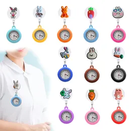 Andere Wohnkultur Kaninchen -Clip -Taschenuhren auf Quartz Uhr mit Second -Hand -Schwester -Glühzeiger in der Dark Brosch Watch für Sile C oto8q