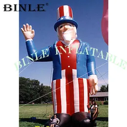 Partihandel mest populära 8 m höga jätte uppblåsbara farbror Sam Uppblåsbar tecknad figurstativ ballong för reklam
