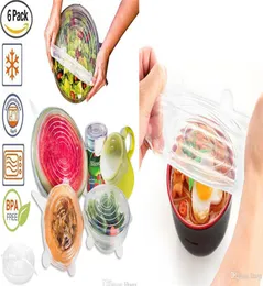 Silikonowe pokrywki 6pcs wielokrotne użycie filmu przylegające do stretch świeże torba żywności oszczędzka owoc Fruit de Silicona para alimentos reutilizable da1895038915