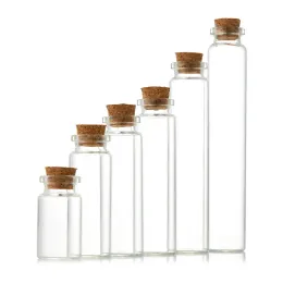 wholesale Dia. 22mm glass bottle with cork stopper 6ml 8ml 10ml 12ml 17ml 20ml 30ml transparent mini wishing vials test tube LL