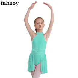Dancewear Kids Rhinestones Ballet Leotard Elbise Ritmik Jimnastik Lirik Dans Tutu Elbiseler Şekil Patlama Performans Kostümleri2405
