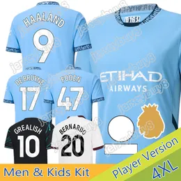 23 24 25 Mann Städte Chinesisches Fußball -Trikot Haaland de Bruyne Kids Kit NEW 2024 Home Away 3. Torhüter Spieler Version Fußball Shirt Frauen GREALISH FODEN PLUS 4XL