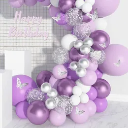 Воздушные воздушные шарики Qifu Purple Butterfly Balloon Balloon Garland Arch Kit Decor Disement Decord Kids Wedding Party Balloons Декор для душа латекс