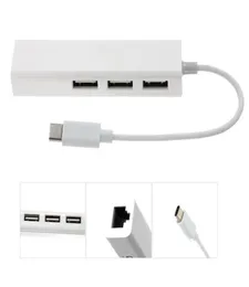 Высокоскоростные разъемы USB Hub Type C To Ethernet Adapters 3 Ports RJ45 10100 Мбит / с сетевой карты LAN Adapter USBC для MacBook7481854