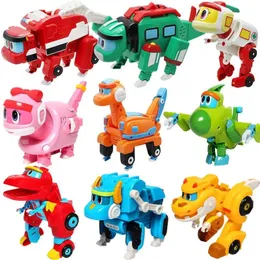 Anime Mini Deformation Gogo Dino Figure Eksplorery Rex Transformacja samolot samochodowy Żuraw Motorowe Gogo Dinosaur Model Toys 240516