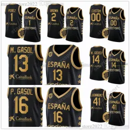 100 Centennial Hiszpania Koszulki koszykówki 9 Ricky Rubio 23 Sergio Llull 4 Alberto Diaz 13 Marc 16 Pau Gasol 14 Willy 41 Juancho Hernangomez 5 Rudy Fernandez Santi Aldama