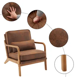 ZK20 Oak Armrest Oak Upholstered Single Lounge Chair Indoor Lounge Chair Orange