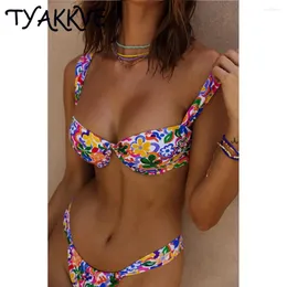 Frauen Badebekleidung Tyakkve Push Up Bikini Set Frauen Badeanzug Tanga Brasilian Bath Anzug Strand sexy Low Taille Schwimmen 2024