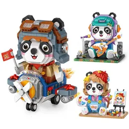 Blöcke süße Panda Building Block Maler Musiker Pilot Astronaut Puppenmodell Montage Dekoration DIY Childrens Fun Building Toy Feiertagsgeschenk Wx