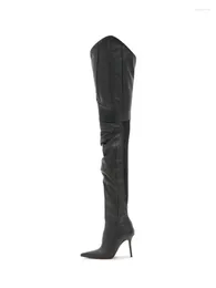 Stivali overknee stiefel coscia alta patchwork inverno sexy punta punta di piedi tacco da stiletto da donna personalizzato