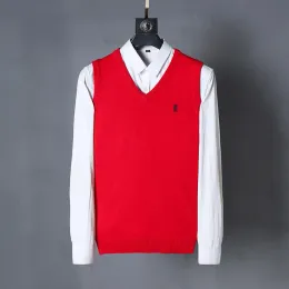 Lüks Erkek Tank Top Kore Versiyon İnce Fit V yakalı Retro Nakış Sonbahar Desen Brand Sweater Yüksek kaliteli saf pamuklu çok renkli tank üstü